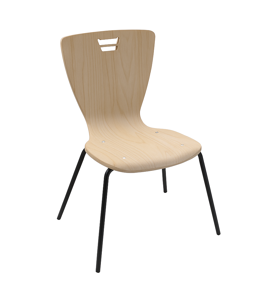 Стілець учнівський з фанерним моноблоком на металевому каркасі, ЛЕЛЕКА, 555х515х835 мм.